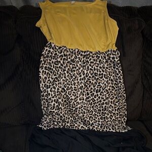 Yellow and Leopard Print Maxi Dress